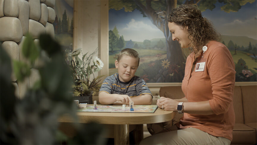 woman and child at table